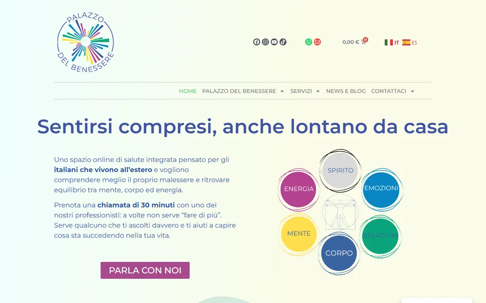 Palazzo del Benessere wellness e-commerce homepage