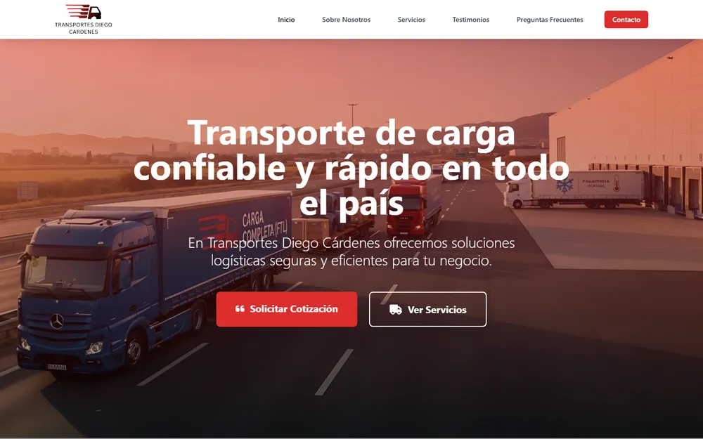 Transportes Diego Cardenes logistics company homepage